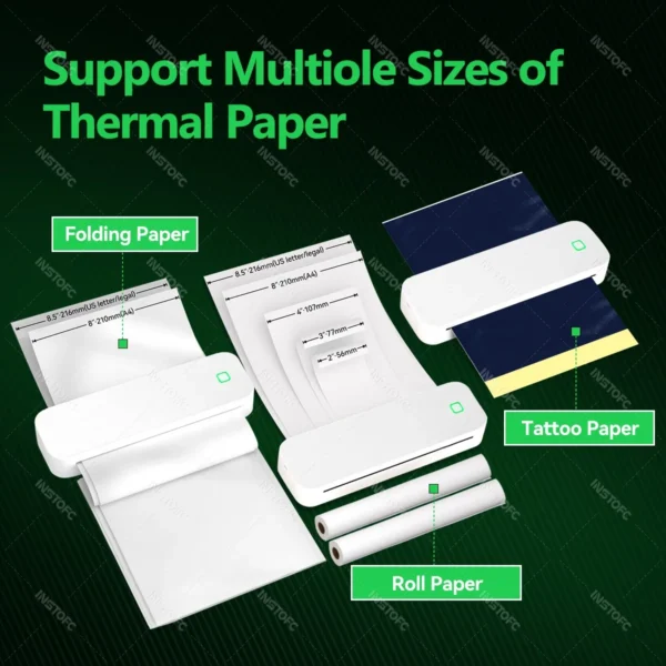 Inkless A4 Portable Thermal Printer Supports A40 Thermal Paper Bluetooth Wireless Mobile Travel Printers for Car & Office Use - Image 2