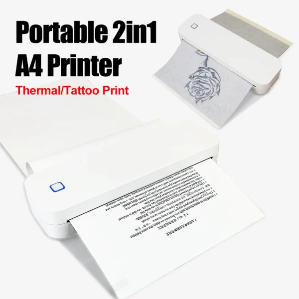 A4 Thermal Printer 203DPI Bluetooth Pocket Photo Document Printer Memo Note Tattoo Printing Wireless Inkless Thermal Printer - Image 5