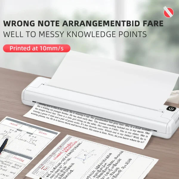 A4 Thermal Printer 200dpi Mini Portable Bluetooth Rechargeable Inkless Thermal Printer for School Inkless Thermal Printer