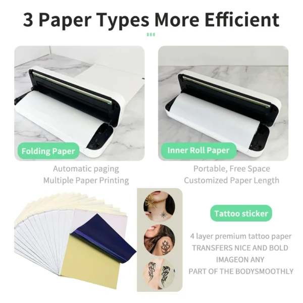 Portable A4 Thermal Printer Document Tattoo Printer Mini Bluetooth Desk Printer Notes lmage Printing Machine For Office Business - Image 2