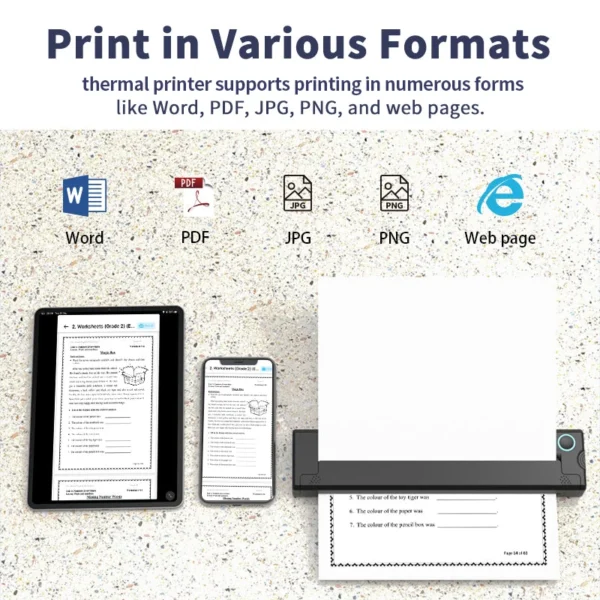 A4 Portable Printer, Lightweight And Compact Thermal Mobile Printer, Wireless Printer For Travel, Vehicles, Office - Image 4