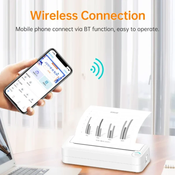 A4 Paper Printer Thermal Printing Wireless BT Mobile Photo Printer Support 210mm Wide for Outdoor Travel Home Office Printing - Image 4