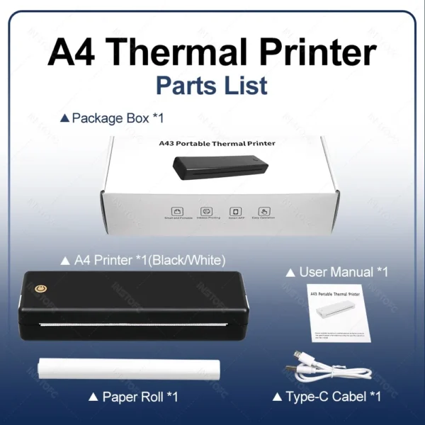 Inkless A4 Portable Thermal Printer Supports 210mm/216mm A5 B5 Thermal Paper BT Wireless Mobile Printers for Travel Car & Office - Image 6