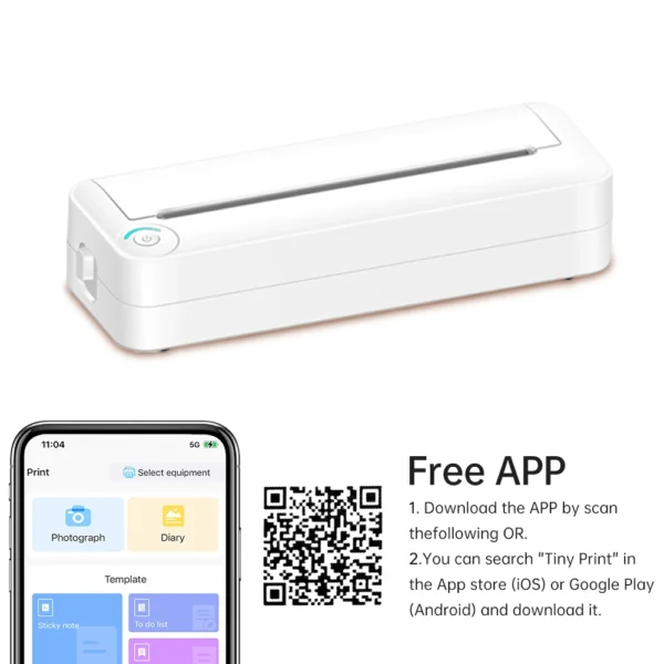 A4 Paper Printer Thermal Printing Wireless BT Mobile Photo Printer Support 210mm Wide for Outdoor Travel Home Office Printing - Image 2