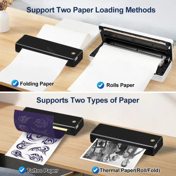 Inkless A4 Portable Thermal Printer Supports 210mm/216mm A5 B5 Thermal Paper BT Wireless Mobile Printers for Travel Car & Office - Image 2