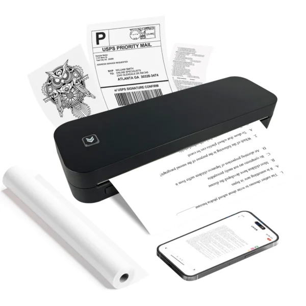 A4 Thermal Printer 203DPI Bluetooth Pocket Photo Document Printer Memo Note Tattoo Printing Wireless Inkless Thermal Printer