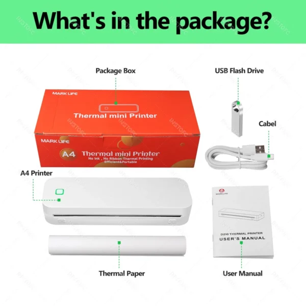 Inkless A4 Portable Thermal Printer Supports A40 Thermal Paper Bluetooth Wireless Mobile Travel Printers for Car & Office Use - Image 6
