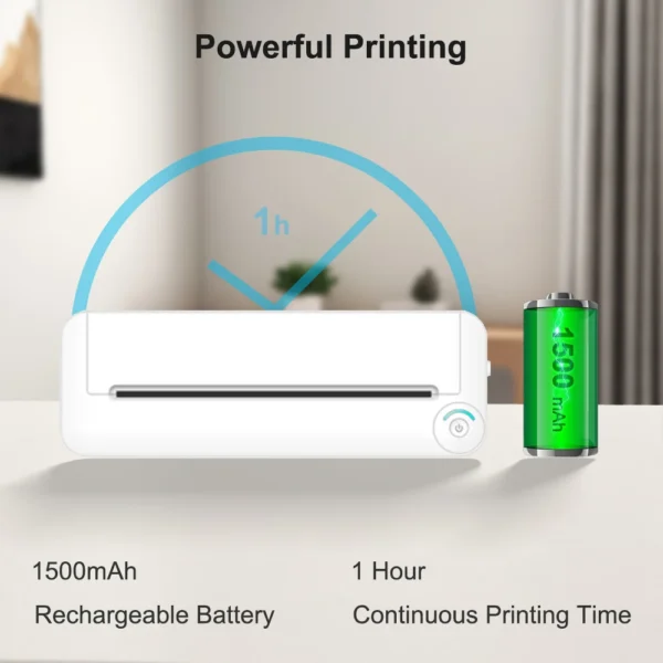 A4 Paper Printer Thermal Printing Wireless BT Mobile Photo Printer Support 210mm Wide for Outdoor Travel Home Office Printing - Image 3