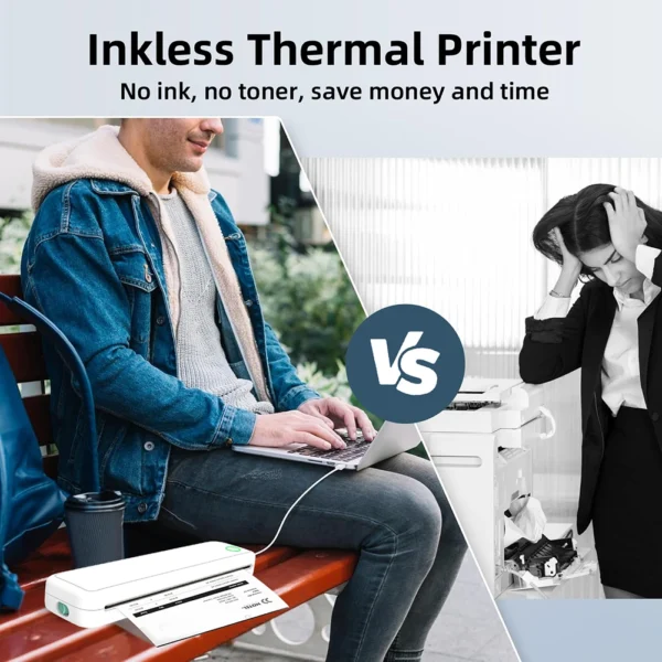 Wireless Mobile Travel Printer with Printing Paper BT Thermal A4 Mobile Printer Document Printing Maker Travel and Home Work Use - Image 3